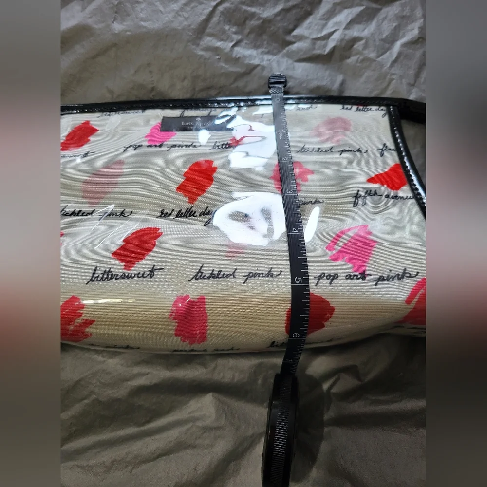 Kate Spade Cosmetic Bag with Pink and Red Lipstick Print